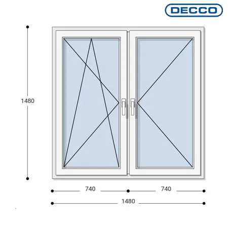 150x150 Műanyag ablak Raktárról! Kétszárnyú, Bukó/Nyíló+Nyíló, Decco82