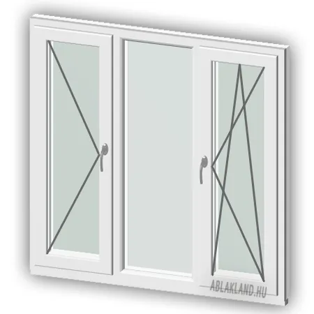 140x180 Műanyag ablak vagy ajtó, Háromszárnyú, Nyíló+Fix+B/Ny, Cast.C