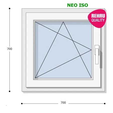 70x70 Műanyag ablak, Egyszárnyú, Bukó/Nyíló, Neo Iso Rehau