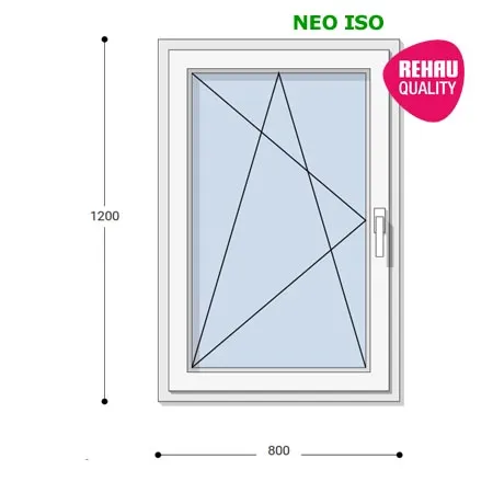 80x120 Műanyag ablak, Egyszárnyú, Bukó/Nyíló, Neo Iso Rehau