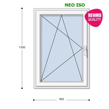90x130 Műanyag ablak, Egyszárnyú, Bukó/Nyíló, Neo Iso Rehau