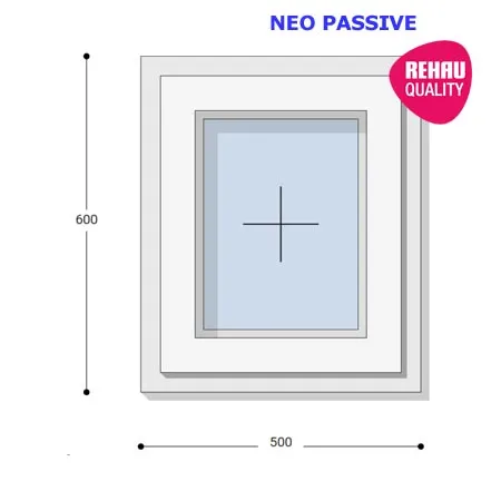 50x60 Műanyag ablak, Egyszárnyú, Fix Ablakszárnyban, Neo Passive Rehau