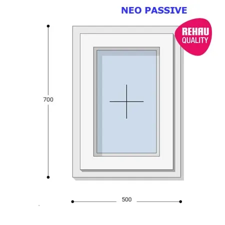 50x70 Műanyag ablak, Egyszárnyú, Fix Ablakszárnyban, Neo Passive Rehau