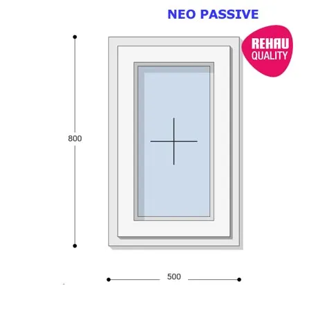 50x80 Műanyag ablak, Egyszárnyú, Fix Ablakszárnyban, Neo Passive Rehau