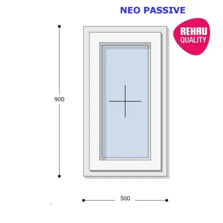 50x90 Műanyag ablak, Egyszárnyú, Fix Ablakszárnyban, Neo Passive Rehau