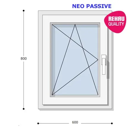 60x80 Műanyag ablak, Egyszárnyú, Bukó/Nyíló, Neo Passive Rehau
