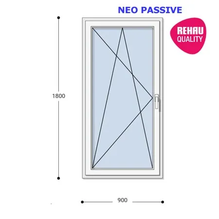 90x180 Műanyag ablak, Egyszárnyú, Bukó/Nyíló, Neo Passive Rehau
