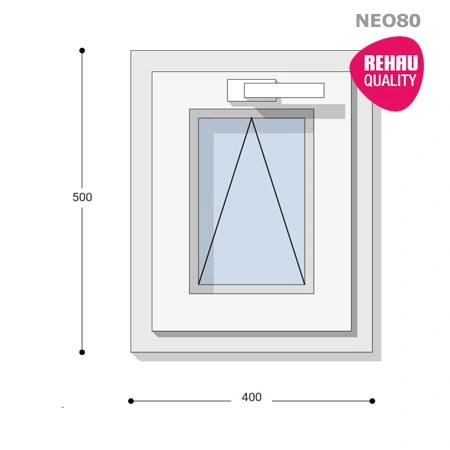 40x50 Műanyag ablak, Egyszárnyú, Bukó, Neo80 Rehau