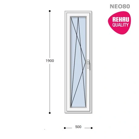 50x190 Műanyag ablak, Egyszárnyú, Bukó/Nyíló, Neo80 Rehau