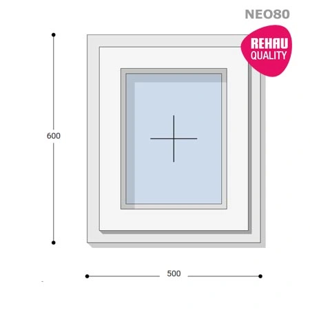 50x60 Műanyag ablak, Egyszárnyú, Fix Ablakszárnyban, Neo80 Rehau
