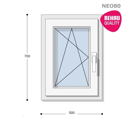 50x70 Műanyag ablak, Egyszárnyú, Bukó/Nyíló, Neo80 Rehau