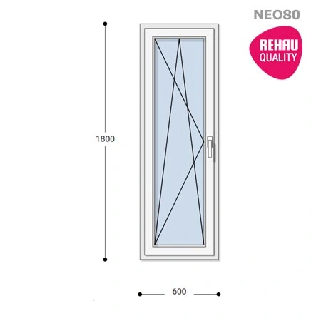 60x180 Műanyag ablak, Egyszárnyú, Bukó/Nyíló, Neo80 Rehau