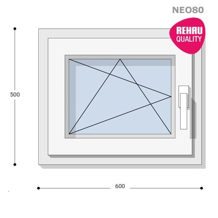 60x50 Műanyag ablak, Egyszárnyú, Bukó/Nyíló, Neo80 Rehau