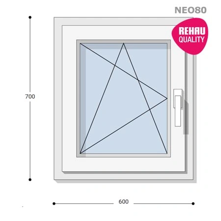 60x70 Műanyag ablak, Egyszárnyú, Bukó/Nyíló, Neo80 Rehau