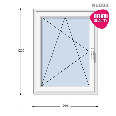 90x120 Műanyag ablak, Egyszárnyú, Bukó/Nyíló, Neo80 Rehau