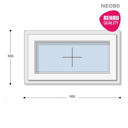 90x50 Műanyag ablak, Egyszárnyú, Fix Ablakszárnyban, Neo80 Rehau